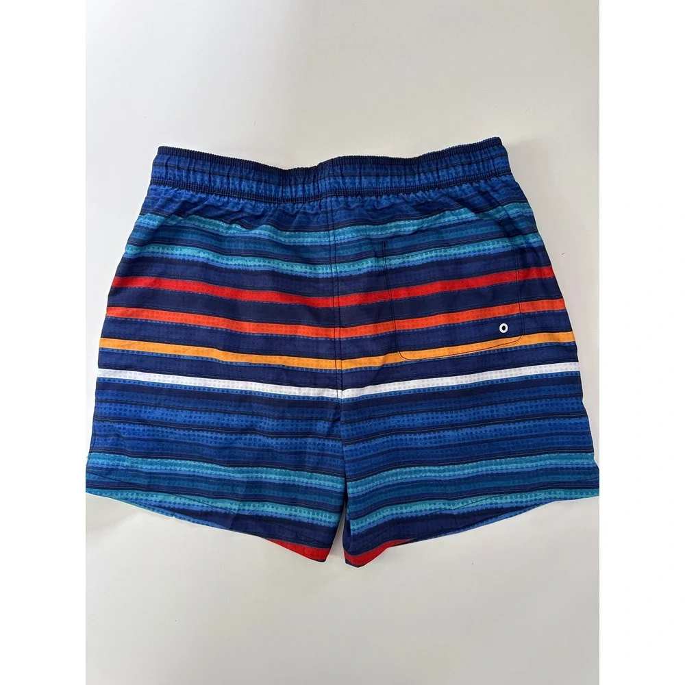 Speedo Mens XL Swim Trunks Blue Striped Board Shorts Mesh Liner 7784576